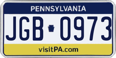 PA license plate JGB0973