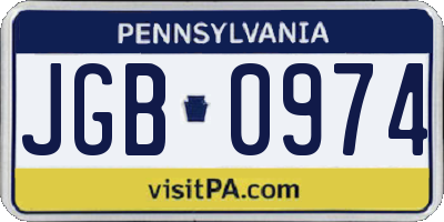 PA license plate JGB0974