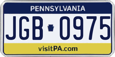 PA license plate JGB0975