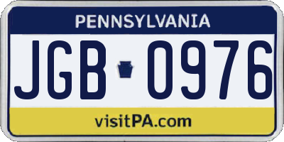 PA license plate JGB0976