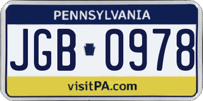 PA license plate JGB0978
