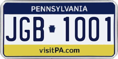 PA license plate JGB1001