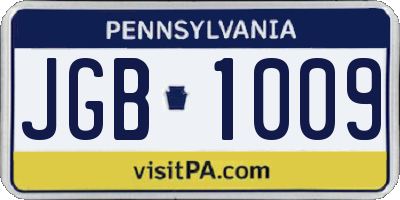 PA license plate JGB1009