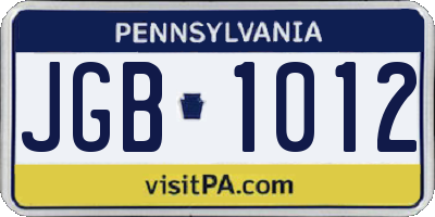 PA license plate JGB1012