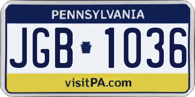 PA license plate JGB1036