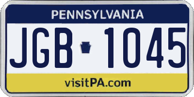 PA license plate JGB1045