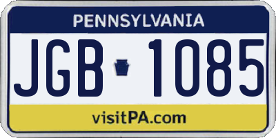 PA license plate JGB1085