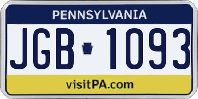 PA license plate JGB1093