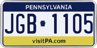 PA license plate JGB1105