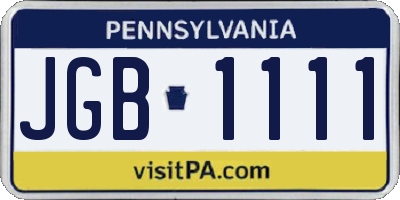 PA license plate JGB1111