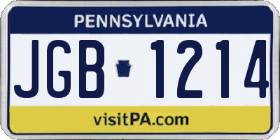 PA license plate JGB1214