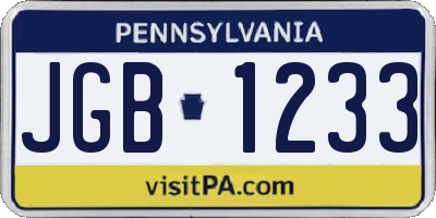 PA license plate JGB1233