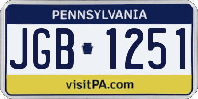 PA license plate JGB1251