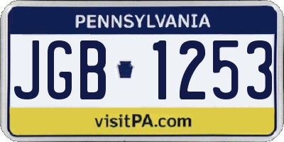 PA license plate JGB1253