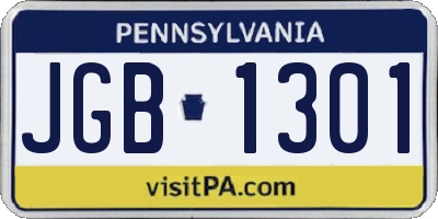 PA license plate JGB1301