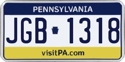 PA license plate JGB1318
