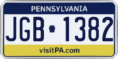 PA license plate JGB1382