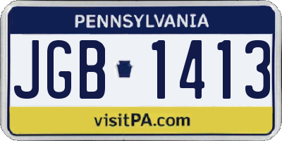 PA license plate JGB1413