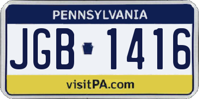 PA license plate JGB1416