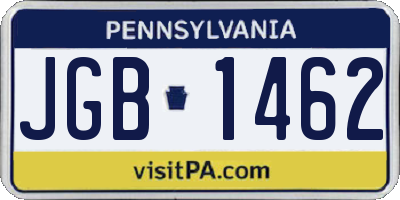 PA license plate JGB1462