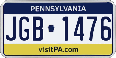 PA license plate JGB1476