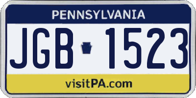 PA license plate JGB1523