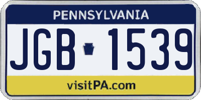 PA license plate JGB1539