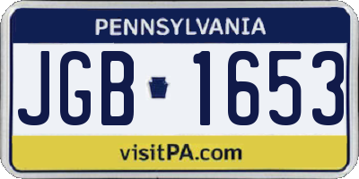 PA license plate JGB1653