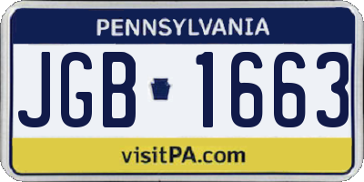 PA license plate JGB1663