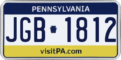 PA license plate JGB1812