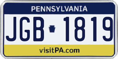 PA license plate JGB1819