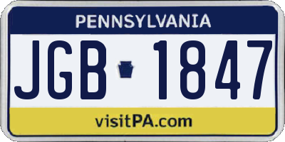 PA license plate JGB1847