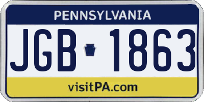 PA license plate JGB1863