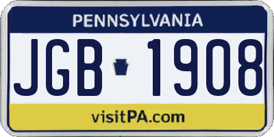 PA license plate JGB1908