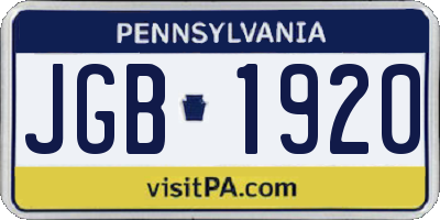 PA license plate JGB1920