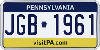 PA license plate JGB1961
