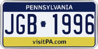 PA license plate JGB1996