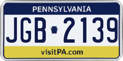 PA license plate JGB2139