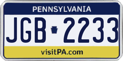 PA license plate JGB2233