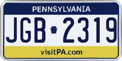 PA license plate JGB2319