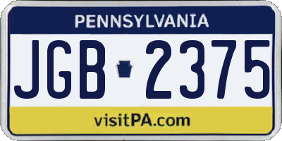 PA license plate JGB2375