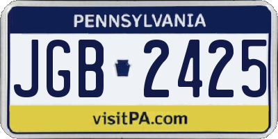 PA license plate JGB2425