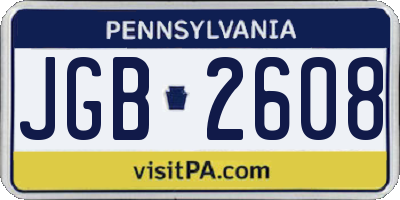 PA license plate JGB2608