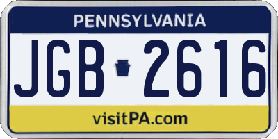 PA license plate JGB2616