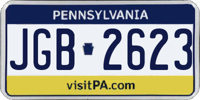 PA license plate JGB2623