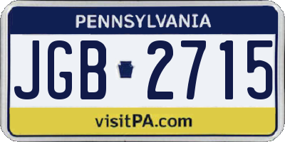 PA license plate JGB2715