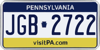 PA license plate JGB2722
