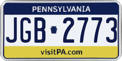 PA license plate JGB2773