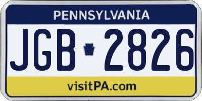 PA license plate JGB2826
