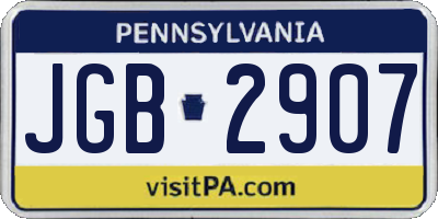 PA license plate JGB2907
